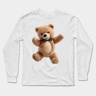 Cute Dancing Teddy Bear with Bow Tie Design Long Sleeve T-Shirt